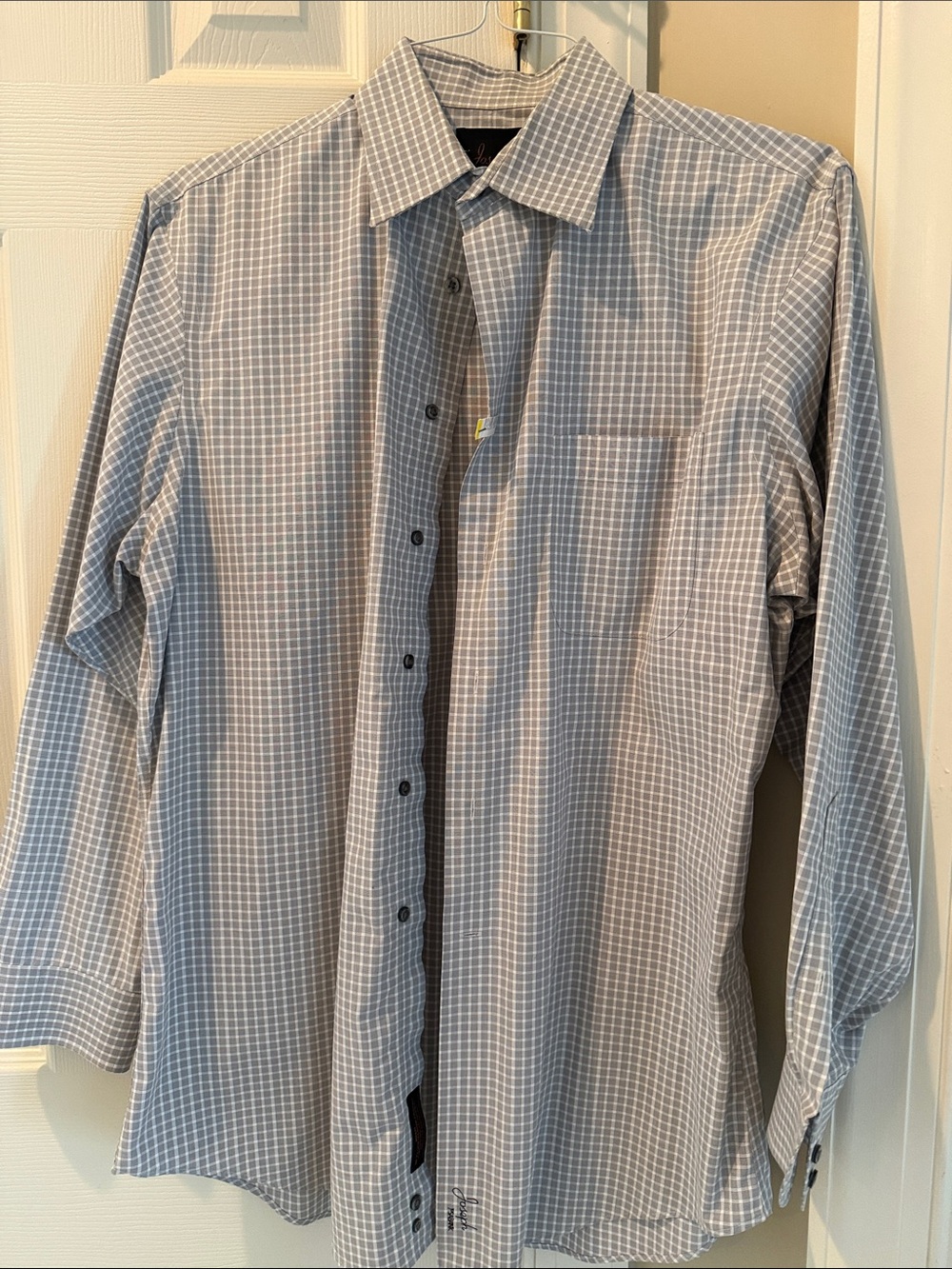 Jos. A. Bank Men’s Light Blue and White Check Dress Shirt